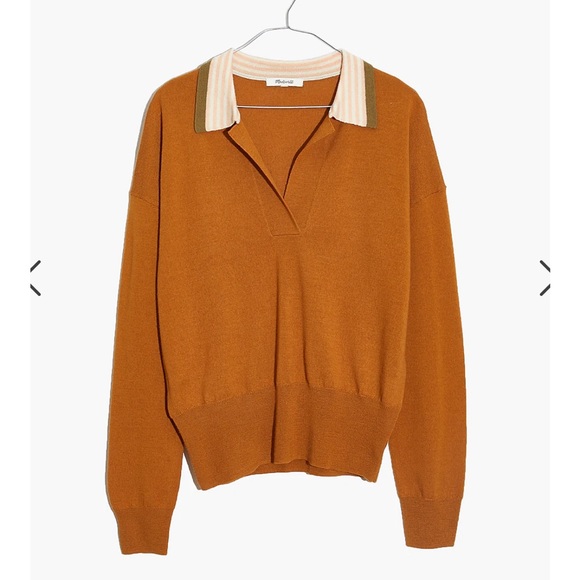Madewell Colorblock Polo Sweater- 100% Merino Wool! - Picture 2 of 8